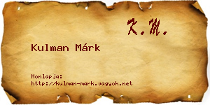 Kulman Márk névjegykártya